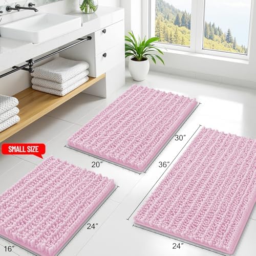 Smiry Bathroom Rugs 36X24, Extra Soft Rubber Backing Chenille Bath Mats