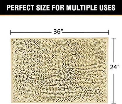 H.VERSAILTEX Bath Mat for Bathroom Non Slip Luxury Chenille Ultra Soft Bath Rugs 24x36 Absorbent Non Skid Shaggy Rugs Washable Dry Fast Plush Area Carpet Mats for Indoor, Bath Room, Tub - Beige