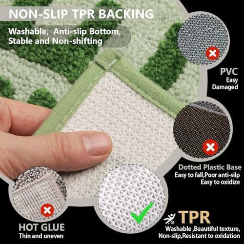 KOEXM Bathroom Rugs 20" x 32", Green Bath Mat Soft Absorbent Microfiber