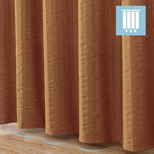 Aiyufeng Gold Shower Curtain for Bathroom, Embossed Textured Fabric Shower Curtain for Bathroom - Soft Cloth & Hotel Spa, Machine Washable, 72X78,Gold