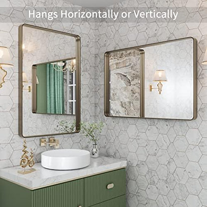 LOAAO 24"X32" Bronze Bathroom Mirror for Vanity