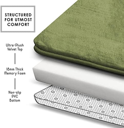 Clara Clark Bathroom Rugs, Velvet Memory Foam Bath Mat, Non-Slip, Machine Washable Bath Rugs - Dries Quickly, Ultra Soft Plush Bath Mats for Bathroom, 20 x 24, Sage Green
