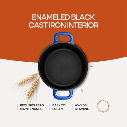 Krustic Enameled Cast Iron Dutch Oven for Sourdough Bread Baking | 6 Quart Round Pot with Lid | 10 Inch Ceramic Enamel Thick Coated Cookware Set with Non Stick Silicone Baking Mat for Cooking