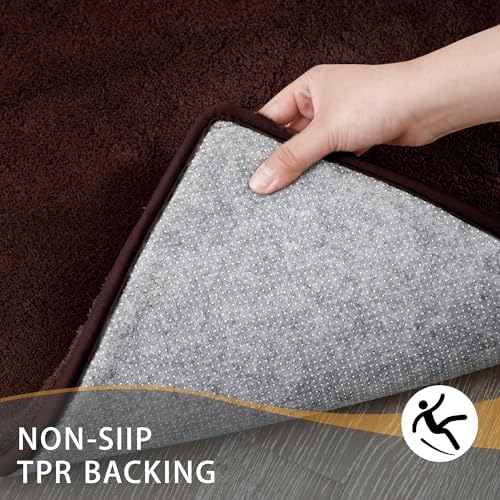 MINIDEAR Toilet Rugs 24x20 - U Shaped Dark Brown Thick Memory Foam Contour Rugs,Ultra Soft & Plush Fluffy, Non-Slip, Quick Dry, Absorbent Washable Floor Microfiber Mat for Home Decor Accessories