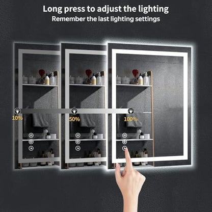 24"x32" LED Bathroom Mirror with Lights, Backlit+Frontlit, Anti-Fog