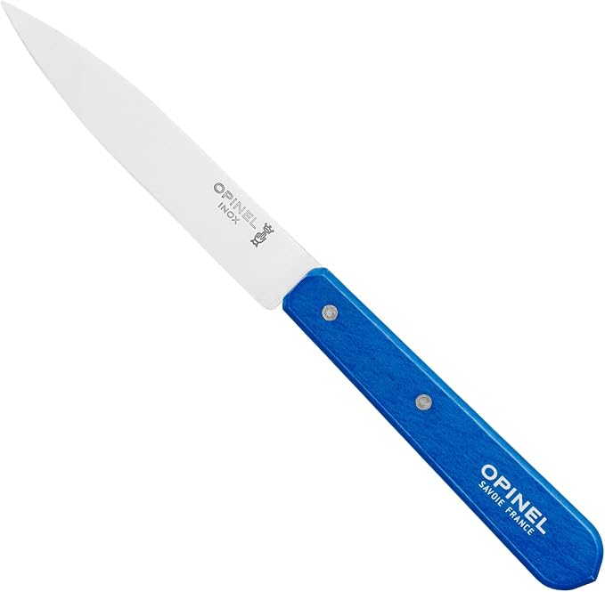 OPINEL Les Essentials - Small Kitchen 4 Piece Knife Set - Paring, Serrated, Peeler, Vegetable Knife, Corrosion Resistant High Carbon Steel, Made in France (POP 80)