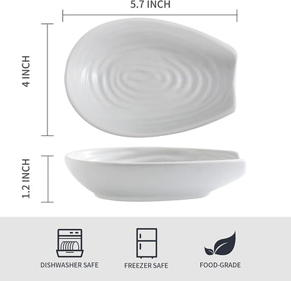 Hasense Spoon Rest for Stove Top, 5.7 Inch White Porcelain Spoon Holder for Spatula, Ladle and Tong, Cooking and Coffee Utensil Rest for Kitchen Counter, Housewarming Gift and Dishwasher Safe