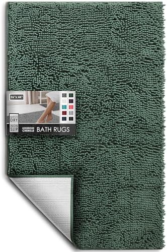 Hearth & Harbor Bathroom Rugs, Chenille Bath Mat - Machine Washable Bath Mats for Bathroom Non-Slip Backing Rubber, Quick Dry Bathroom Mat