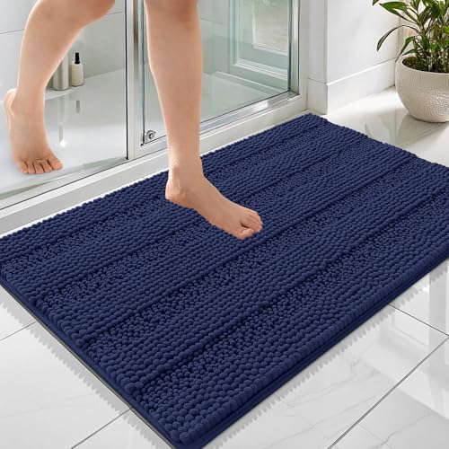 OLANLY Thick Bathroom Rugs 36x24, Chenille Bath Rugs, Twilight Sapphire
