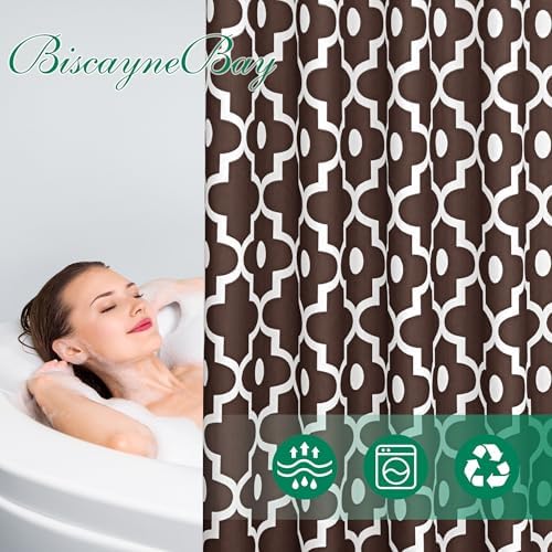Fabric Modern Shower Curtain-Brown and White Shower Curtains for Bathroom