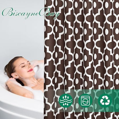 Fabric Modern Shower Curtain-Brown and White Shower Curtains for Bathroom