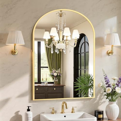 Sweetcrispy 38x30 Bathroom Mirrors for Wall, Arched Mirror for Over Sink