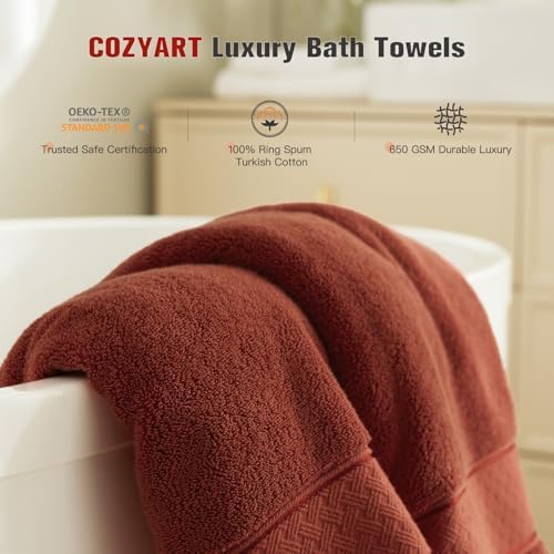 COZYART Bath Towel Set 6 PCS, Luxury 100% Turkish Cotton 650GSM Ultra Soft