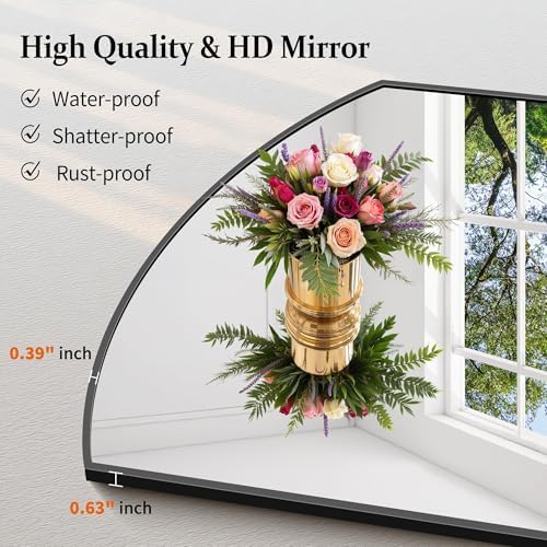 COFENY Bathroom Mirror, 24x48 Inch Black Oval Wall Mounted Mirror with Thin Metal Frame, Modern Bathroom Vanity Mirrors for Over Sink, Entryway, Living Room, Bedroom