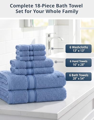 LANE LINEN Towel Set Quick Dry 100% Cotton 18 Piece Soft Absorbent - Allure