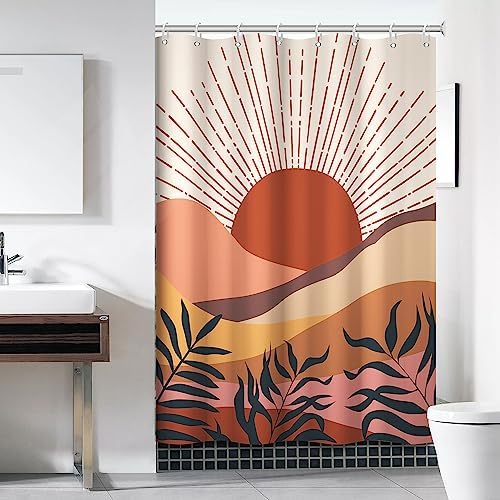 Boho Terracotta Shower Curtain for Bathroom 54x72 Inch