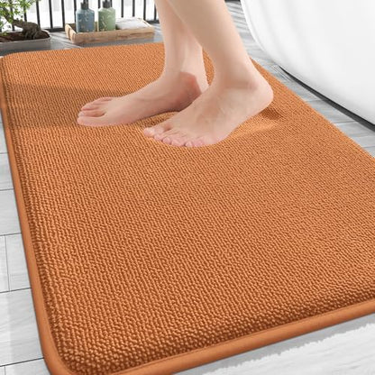 OLANLY Thick Memory Foam Bathroom Rugs 30x20, Soft Absorbent Bath Mat, Clay