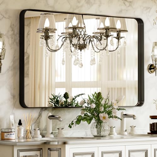 VooBang Bathroom Mirror 24"x32", Black Gorgeous Deep Frame Wall Mirror