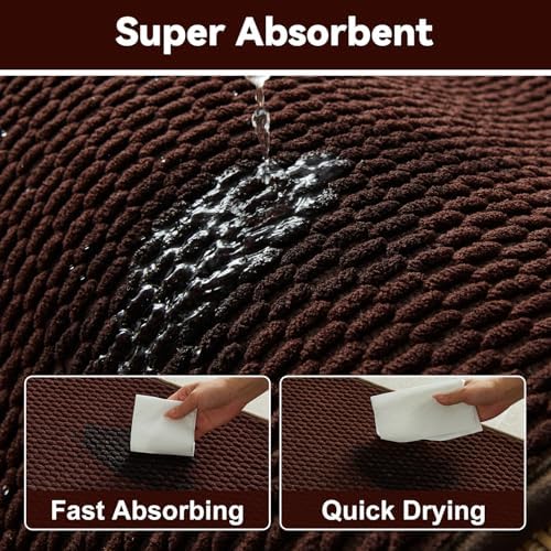 Triohero Small Bathroom Rugs Non Slip Washable Bath Rugs Super Absorbent Bathroom Rug Thin Quick Dry Low Pile Bath Mats, Brown 12"x12"