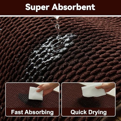 Triohero Large Bathroom Rugs Non Slip Washable Bath Rugs Super Absorbent Bathroom Rug Thin Quick Dry Low Pile Bath Mats, Brown 36"x48"