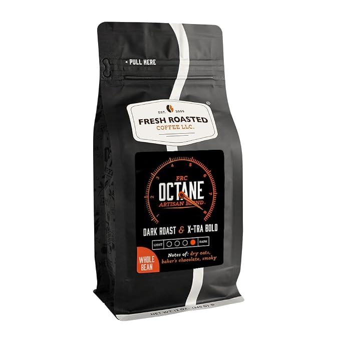 Fresh Roasted Coffee, Octane Whole Bean Coffee, Dark Roast, Kosher, 12 oz
