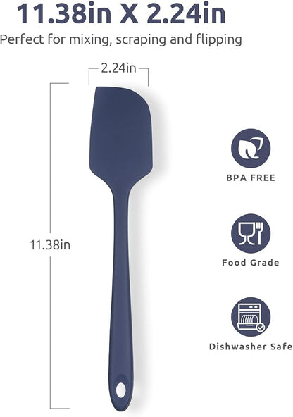 U-Taste 11.38" Silicone Baking Spatula: 480ºF Heat Resistant Food Grade Flexible Rubber Kitchen Bowl Scraper, Seamless Pastry Spreader for Mixing Stirring Scraping in Nonstick Cookware (Midnight Blue)