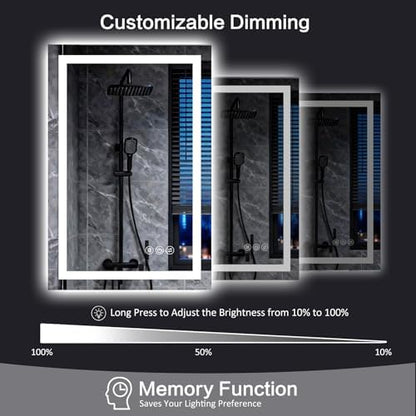 24"x 36" LED Bathroom Mirror with Lights, Backlit & Front Lit Vanity Mirror