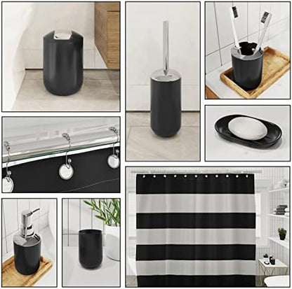Clara Clark Bathroom Set - Black Bathroom Accessories Set, 20PC Bathroom Accessory Set, Shower Curtain Set, Soap Dispenser, Toilet Brush, & Trash Can