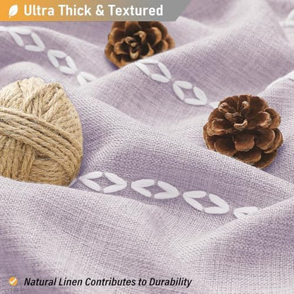 BTTN 72x96 Extra Long Boho Linen Heavy Duty Shower Curtain Set, Lavender