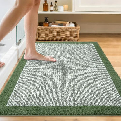 48x32 Bathroom Rugs Non Slip Washable, Soft Absorbent Bath Mat Matcha Green