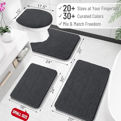 OLANLY Small Bathroom Rugs 24x16, Extra Soft Absorbent Chenille Bath Rugs