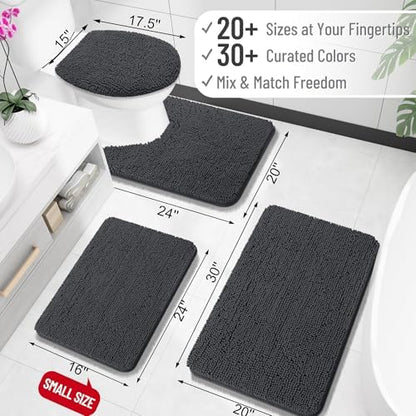 OLANLY Small Bathroom Rugs 24x16, Extra Soft Absorbent Chenille Bath Rugs