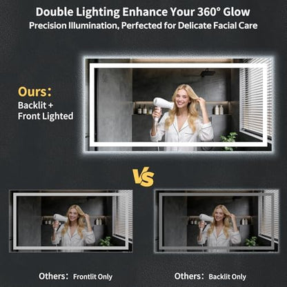 72"x36" LED Bathroom Mirror with Lights, Backlit+Frontlit, Anti-Fog