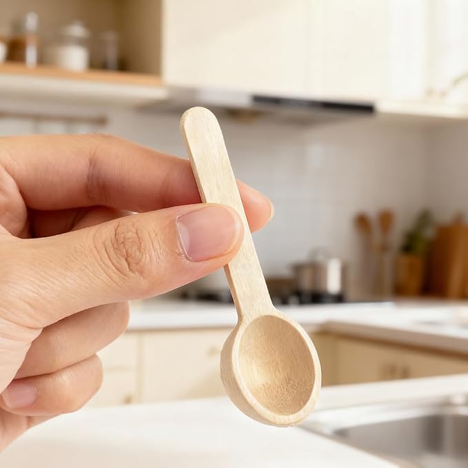 30 Set Mini Wooden Spoons with Heart Tags and Twine, Small Wooden Spoons Salt Spoon for Spice Condiments Jam