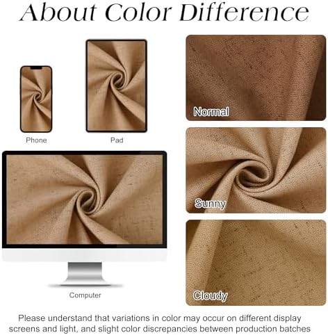 Naturoom Linen Shower Curtain 78 Inch Long for Bathroom Camel 1 Panel