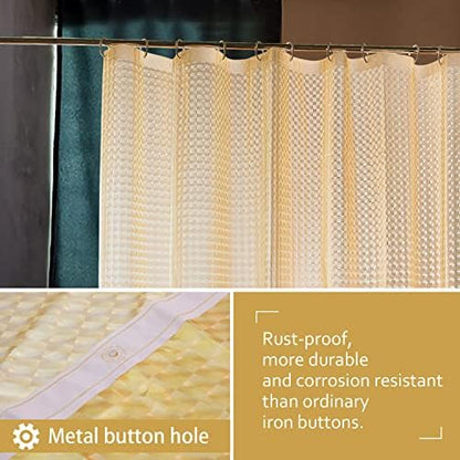 NTBAY EVA Shower Curtain Liner, 72 x 72, 6 Gauge, Semi Clear Yellow Check