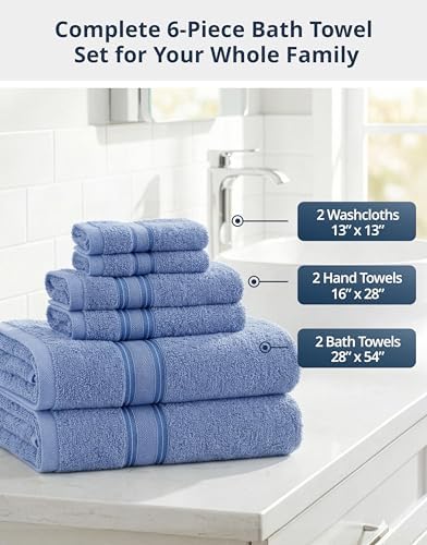 LANE LINEN Towel Set for Bathroom 6 Piece Soft Absorbent Quick Dry - Allure