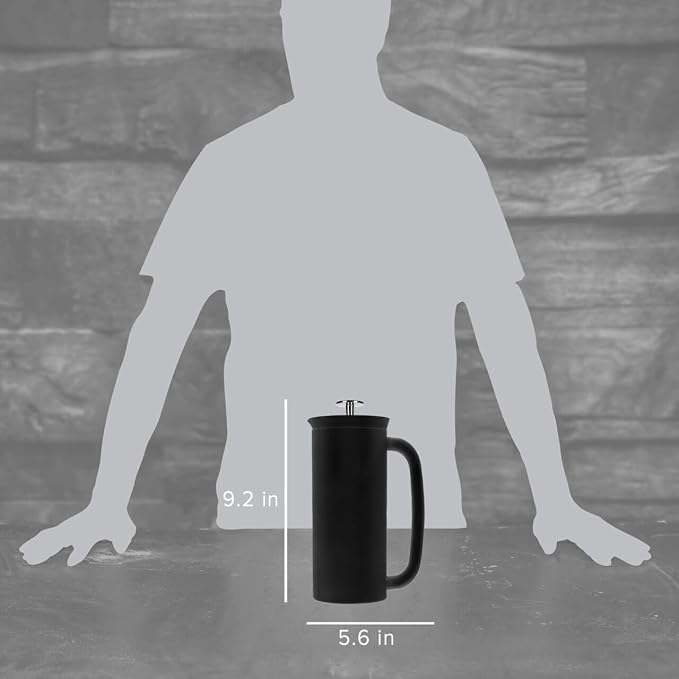 ESPRO Pro P7 French Press Stainless Steel 304 – Patented Double Walled Micro-Filter Insulated French Press Coffee Maker, Grit-Free Brew - Heat Resistant BPA Free - Matte Black - 18oz