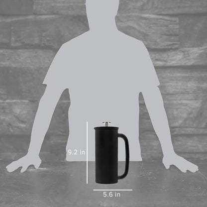 ESPRO Pro P7 French Press Stainless Steel 304 – Patented Double Walled Micro-Filter Insulated French Press Coffee Maker, Grit-Free Brew - Heat Resistant BPA Free - Matte Black - 18oz