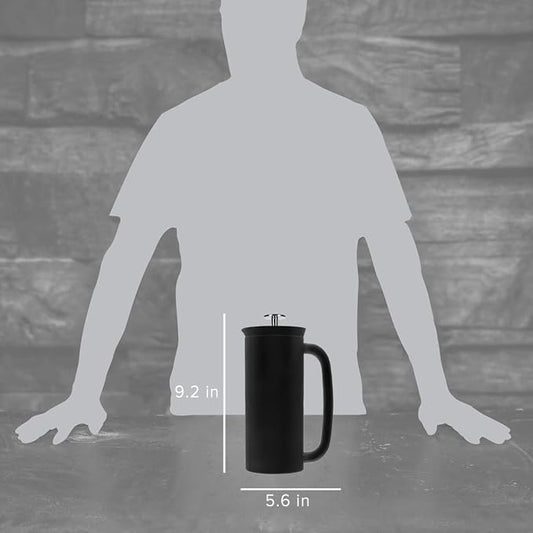 ESPRO Pro P7 French Press Stainless Steel 304 – Patented Double Walled Micro-Filter Insulated French Press Coffee Maker, Grit-Free Brew - Heat Resistant BPA Free - Matte Black - 18oz