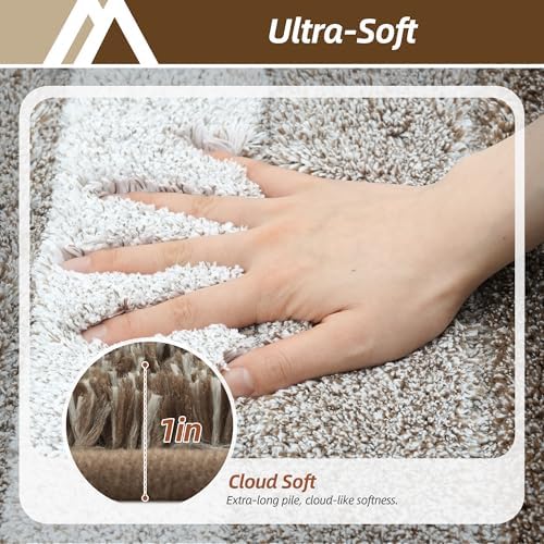 COSY HOMEER Bathroom Rugs 24x17,Ultra Soft Absorbent Bath Mat,Brown