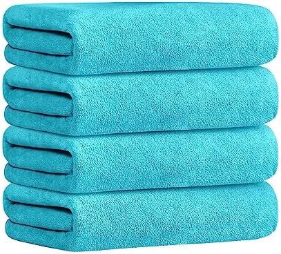 JML Microfiber Bath Towels, Sky Blue, 27" x 55", Pack of 4