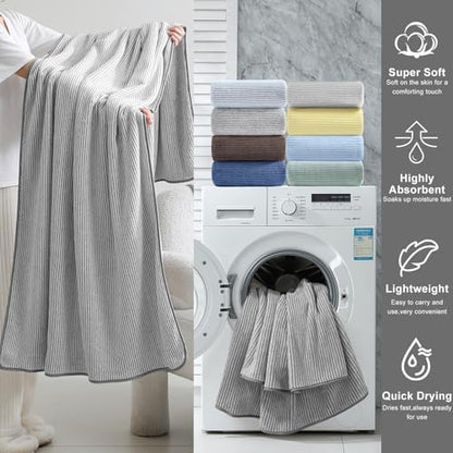 4 Piece Bath Towel Set 35"x70"Oversized Bath Towel for Bathroom Ultra Soft Fluffy Extra Large Bath Sheet Luxury Premium Bathroom Towel Highly Absorbent Quick Dry Shower Towel for Hotel Spa,Grey