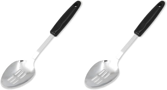 Chef Craft Select Slotted Spoon, 12.75 inches, Stainless Steel/Black (Pack of 2)
