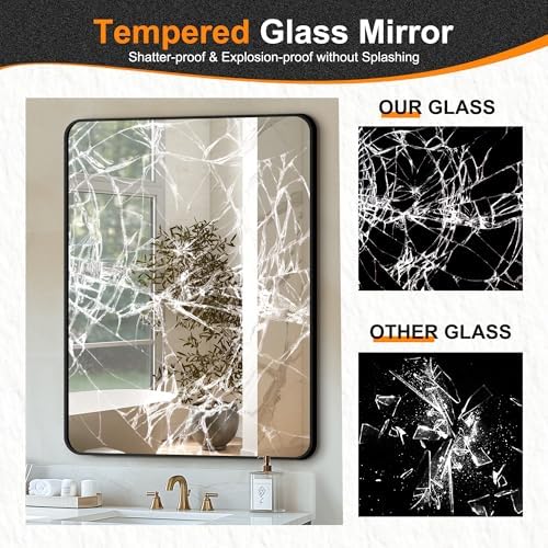 Delma Bathroom Vanity Mirror, Black Framed Mirror for Over Sink, 30x40