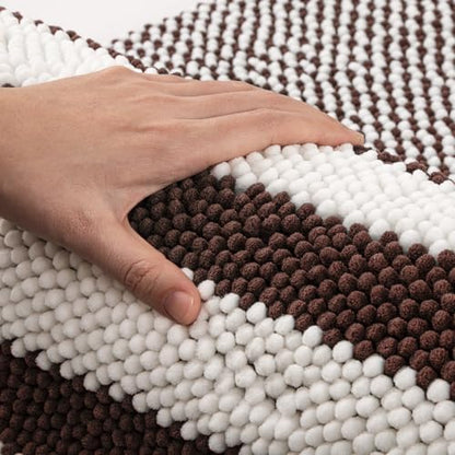 BSICPRO Bathroom Rugs, 17x24 Chenille Bath Mats, Coffee