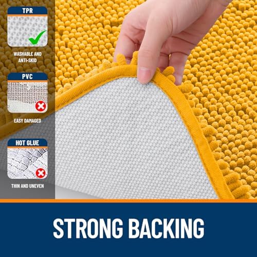 OLANLY Toilet Rugs U-Shaped 24x24, Soft Absorbent Chenille Contour Rugs