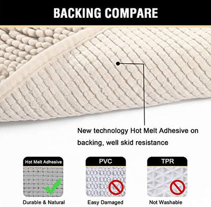 H.VERSAILTEX Microfiber Bath Rugs Chenille Floor Mat Ultra Soft Washable Bathroom Dry Fast Water Absorbent Bedroom Area Rugs, 24 x 36 - Inch, Ivory