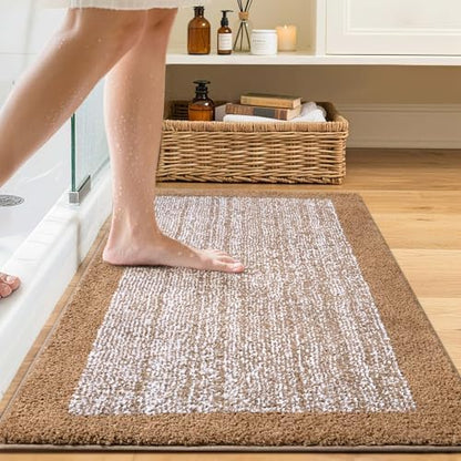 Bathroom Rugs 30x20 Non Slip Washable, Soft Absorbent Bath Mat Coffee