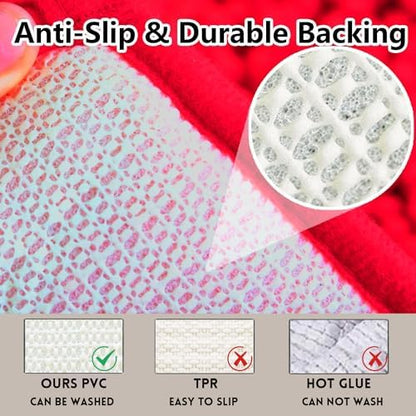 Red Bathroom Rugs Sets 2 Piece Non Slip,Bath Rugs with PVC Backing Bath Carpet,Bathroom Rug Washable,Absorbent,Plush Carpet Mats,Bath Mats for Bedroom, Kitchen,Tub,Home Decor